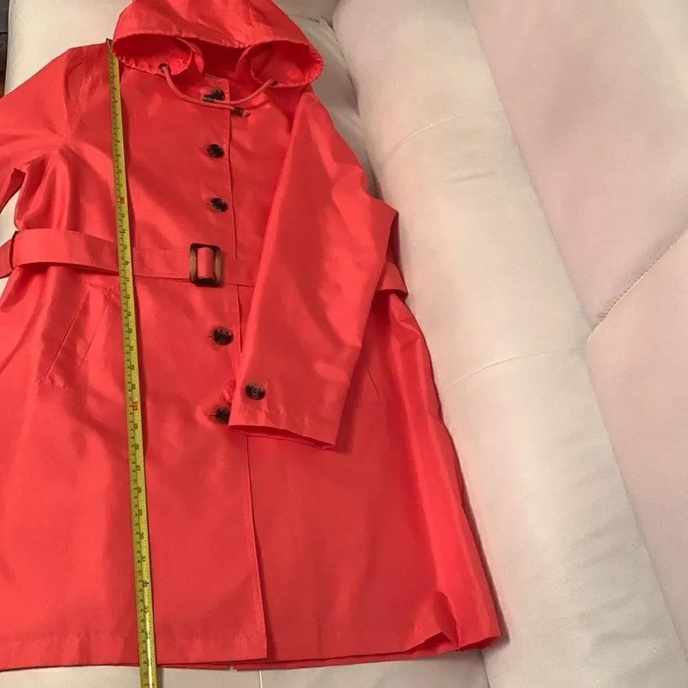Capelli of NY Long Raincoat Jacket Collar Hood Belt Women’s Size Small - Picture 7 of 10